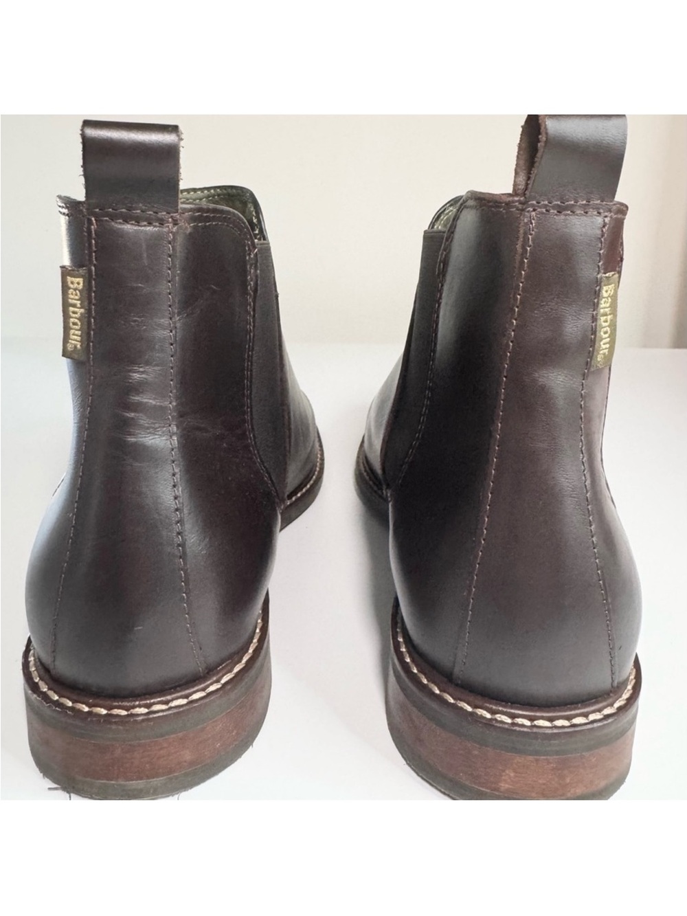 Men's BARBOUR Brown Leather Chelsea Boots - Classic Slip-On Style. UK SIZE 7. - Picture 3 of 8